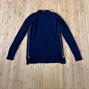 Ann Taylor Blue Zip Up Sweater with Mock Neck